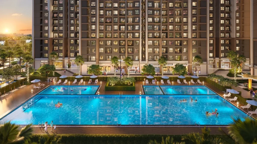 Hồ bơi tràn bờ minh họa tiện ích Grand Saigon Riverside