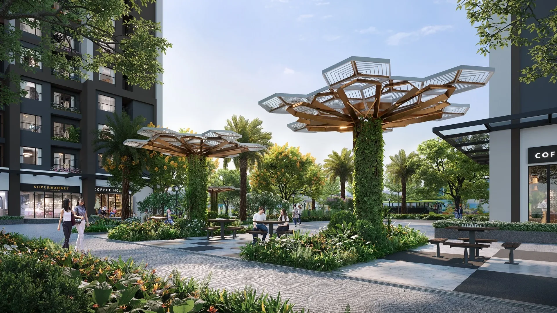Khu vườn cảnh quan minh họa tiện ích Grand Saigon Riverside