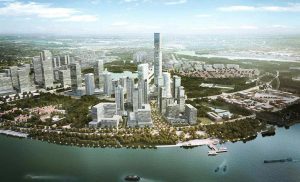 Phối cảnh khu đô thị mới Thủ Thiêm nhìn từ trên cao, khu vực trọng điểm trong quy hoạch TP Hồ Chí Minh
